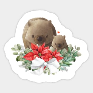 Cute Botanical Christmas Wombats Sticker